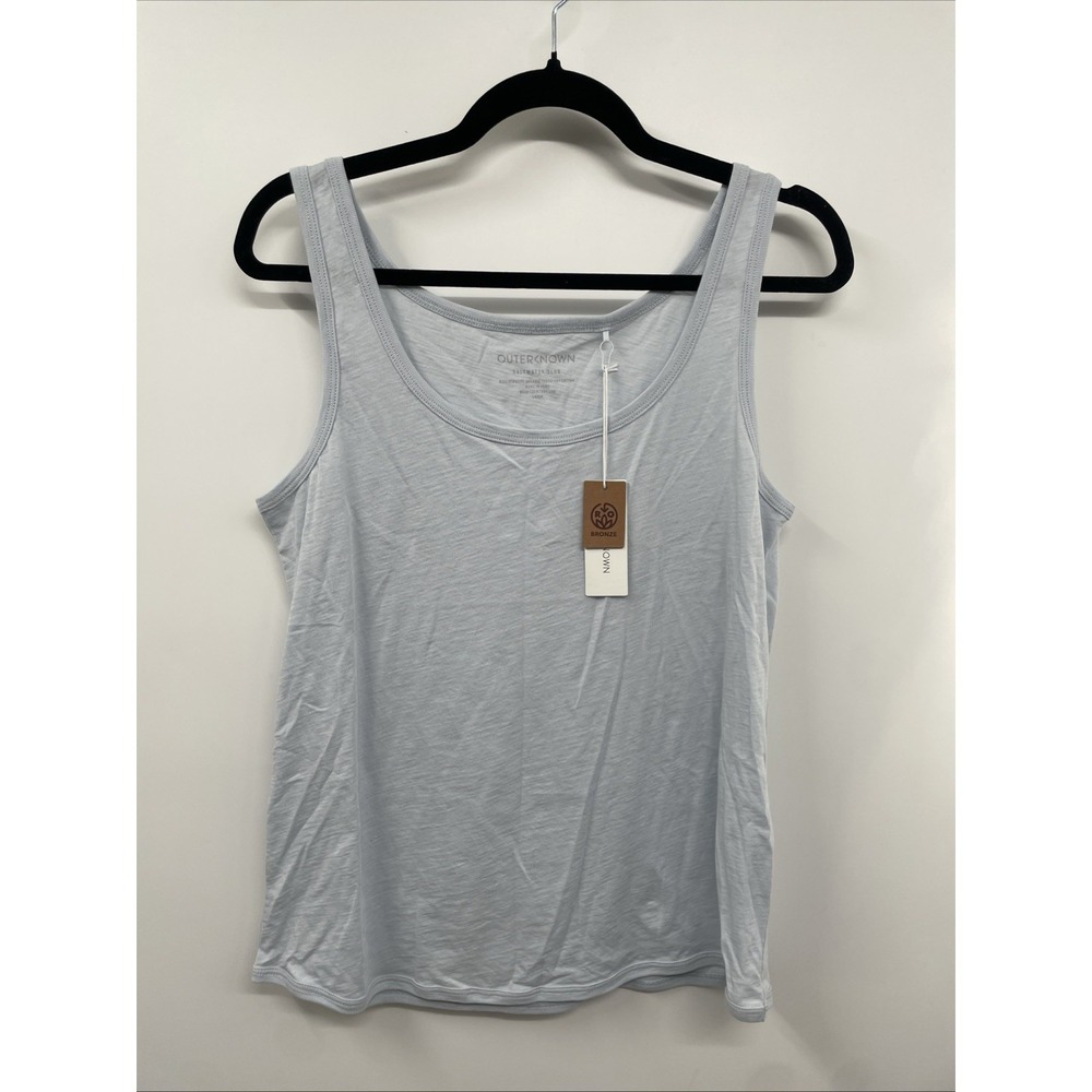 Outerknown Saltwater Slub Tank Top Womens Large Blue Scoop Neck Pullover NWT